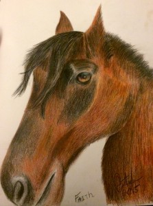A color pencil drawing of Faith